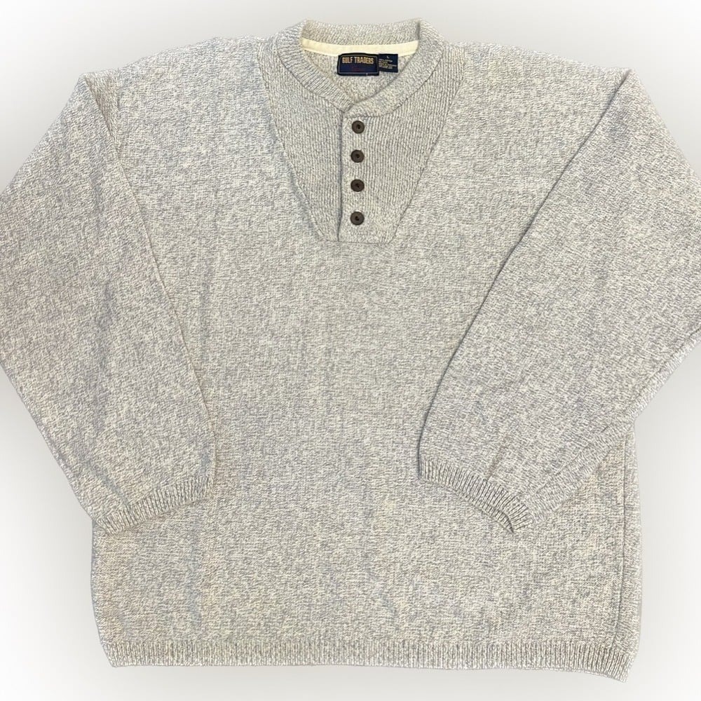 Vintage‎ Gulf Traders Men's Oatmeal Knit Cotton Sweater Size Large